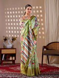 Aastha Fashion Green Soft Lichi Silk Printed Saree | Grocsy