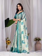 Aastha Fashion Multi Soft Lichi Silk Printed Saree | Grocsy