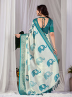 Aastha Fashion Multi Soft Lichi Silk Printed Saree | Grocsy