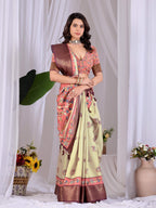 Aastha Fashion Pista Soft Lichi Silk Printed Saree | Grocsy