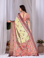Aastha Fashion Pista Soft Lichi Silk Printed Saree | Grocsy