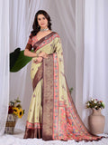 Aastha Fashion Pista Soft Lichi Silk Printed Saree | Grocsy