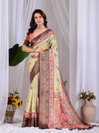 Aastha Fashion Pista Soft Lichi Silk Printed Saree | Grocsy