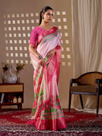Aastha Fashion Pink Soft Lichi Silk Printed Saree | Grocsy
