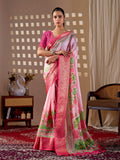Aastha Fashion Pink Soft Lichi Silk Printed Saree | Grocsy