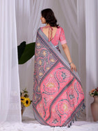 Aastha Fashion Pink Soft Linen Cotton Printed Saree | Grocsy