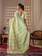 Aastha Fashion Pista Soft Linen Cotton Printed Saree | Grocsy