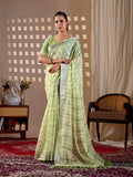 Aastha Fashion Pista Soft Linen Cotton Printed Saree | Grocsy