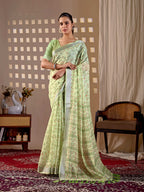 Aastha Fashion Pista Soft Linen Cotton Printed Saree | Grocsy