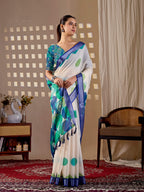 Aastha Fashion Cream Soft Linen Cotton Printed Saree | Grocsy