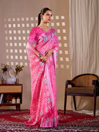 Aastha Fashion Pink Soft Linen Cotton Printed Saree | Grocsy