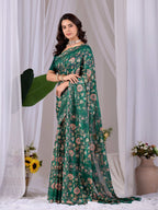 Aastha Fashion Green Monsoon Printed Saree | Grocsy
