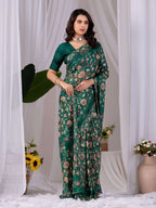 Aastha Fashion Green Monsoon Printed Saree | Grocsy