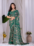 Aastha Fashion Green Monsoon Printed Saree | Grocsy