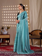 Aastha Fashion See Green Monsoon Printed Saree | Grocsy