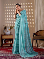 Aastha Fashion See Green Monsoon Printed Saree | Grocsy