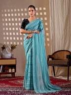 Aastha Fashion See Green Monsoon Printed Saree | Grocsy