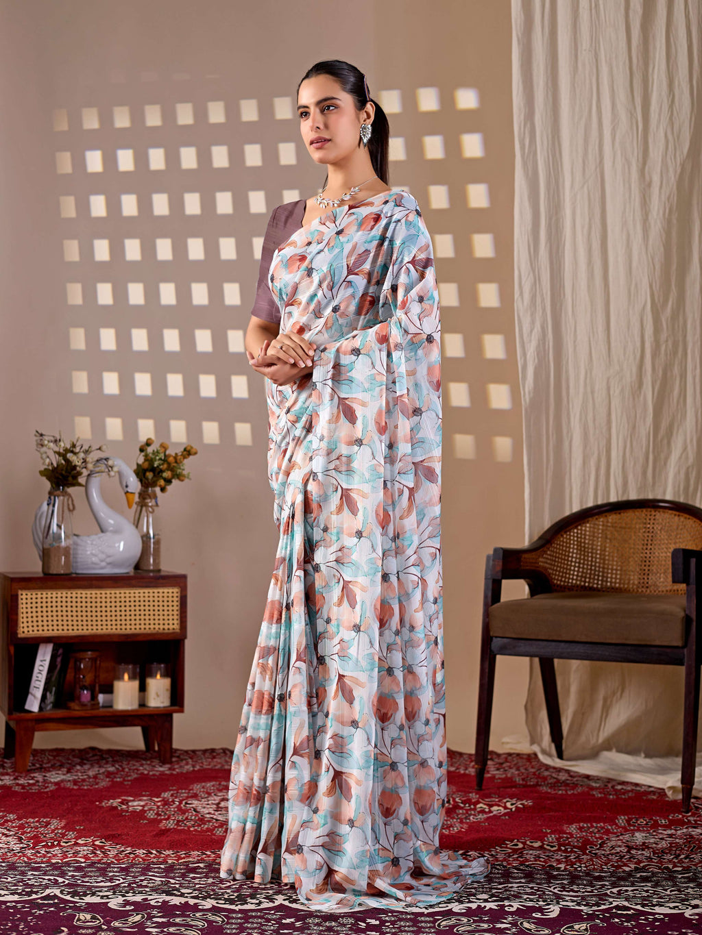 Aastha Fashion Multi Monsoon Printed Saree | Grocsy