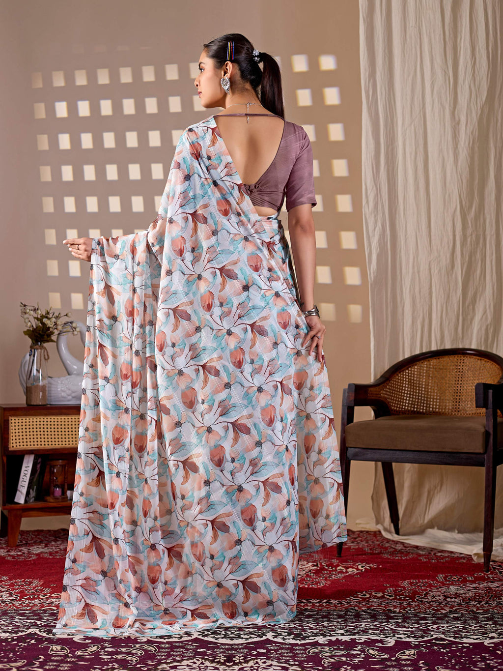 Aastha Fashion Multi Monsoon Printed Saree | Grocsy