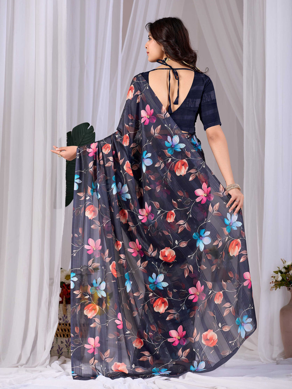Aastha Fashion Multi Monsoon Printed Saree | Grocsy