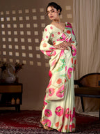 Aastha Fashion Pista Soft Satin Georgette Printed Saree | Grocsy