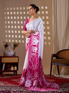 Aastha Fashion White Soft Satin Georgette Printed Saree | Grocsy
