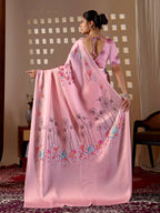 Aastha Fashion Pink Soft Satin Georgette Printed Saree | Grocsy