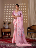 Aastha Fashion Pink Soft Satin Georgette Printed Saree | Grocsy
