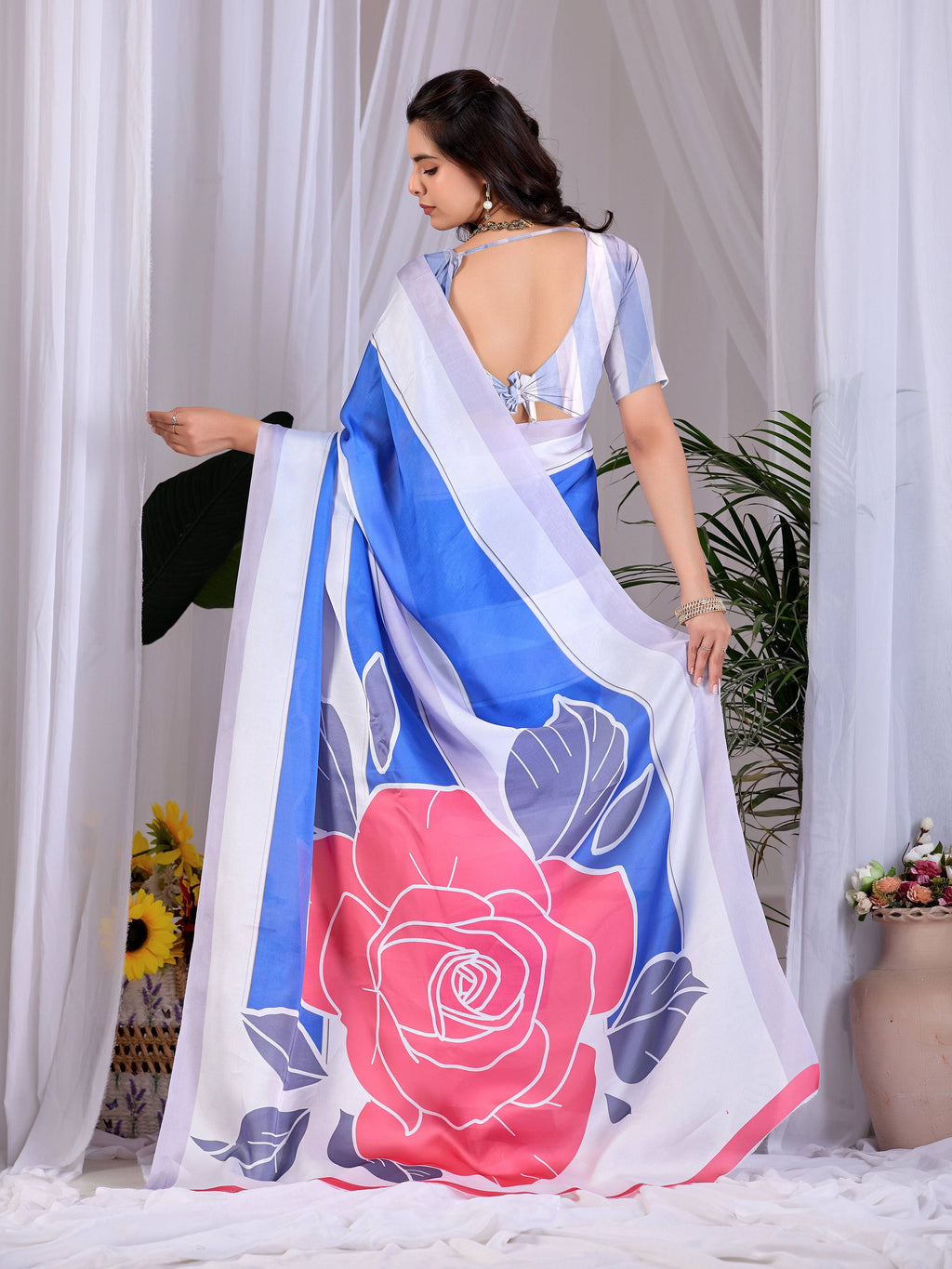 Aastha Fashion Multi Soft Satin Georgette Printed Saree | Grocsy