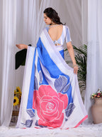 Aastha Fashion Multi Soft Satin Georgette Printed Saree | Grocsy