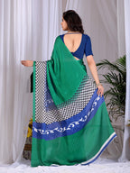 Aastha Fashion Green Soft Satin Georgette Printed Saree | Grocsy