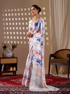 Aastha Fashion Multi Soft Satin Georgette Printed Saree | Grocsy