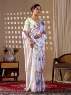 Aastha Fashion Multi Soft Satin Georgette Printed Saree | Grocsy