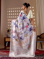 Aastha Fashion Multi Soft Satin Georgette Printed Saree | Grocsy