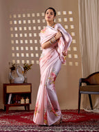 Aastha Fashion Light Pink Soft Satin Georgette Printed Saree | Grocsy