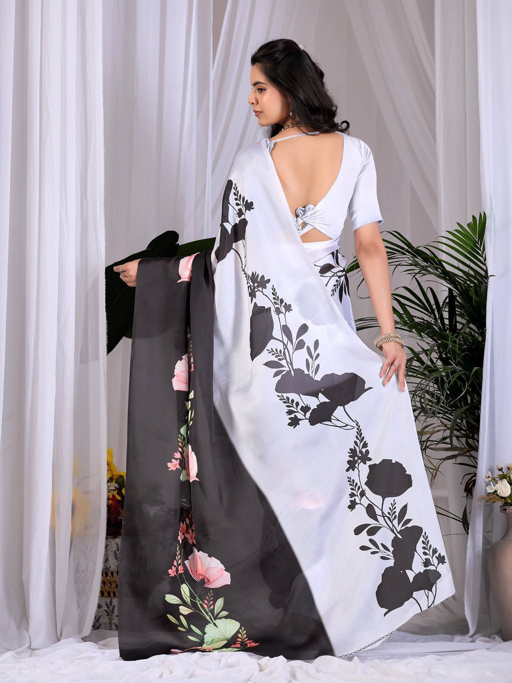 Aastha Fashion Multi Soft Satin Georgette Printed Saree | Grocsy