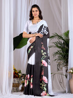 Aastha Fashion Multi Soft Satin Georgette Printed Saree | Grocsy