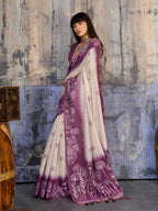 Aastha Fashion Purple Munga Cotton Printed Saree | Grocsy