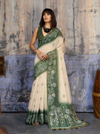 Aastha Fashion Green Munga Cotton Printed Saree | Grocsy