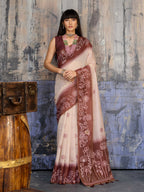 Aastha Fashion Brown Munga Cotton Printed Saree | Grocsy