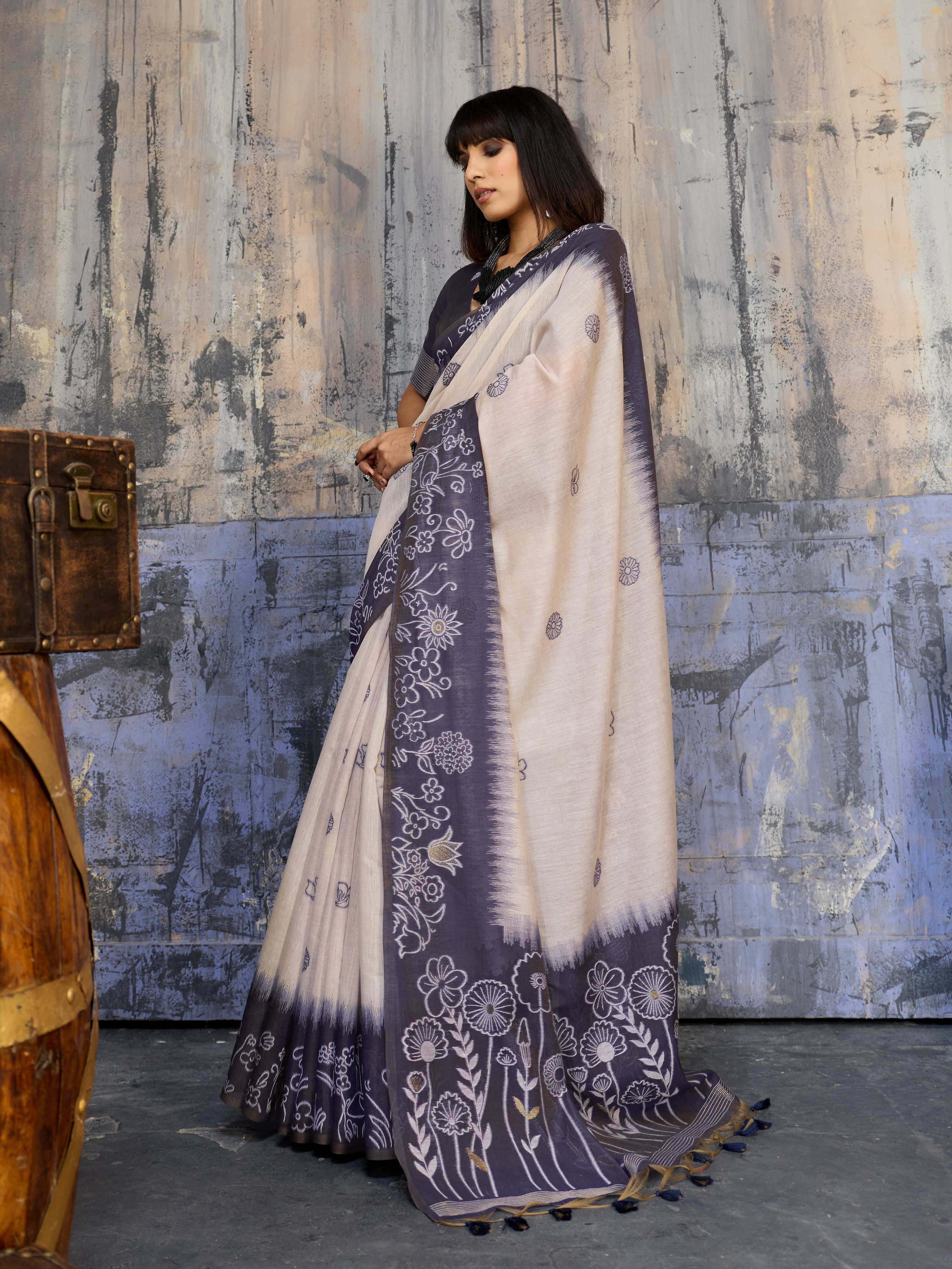Aastha Fashion Lavender Munga Cotton Printed Saree | Grocsy