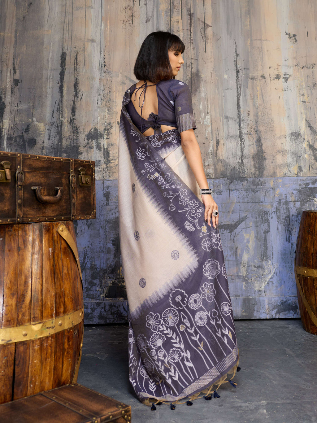 Aastha Fashion Lavender Munga Cotton Printed Saree | Grocsy