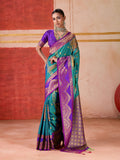 Aastha Fashion Aqua Pure Silk Handloom Weaving Saree | Grocsy