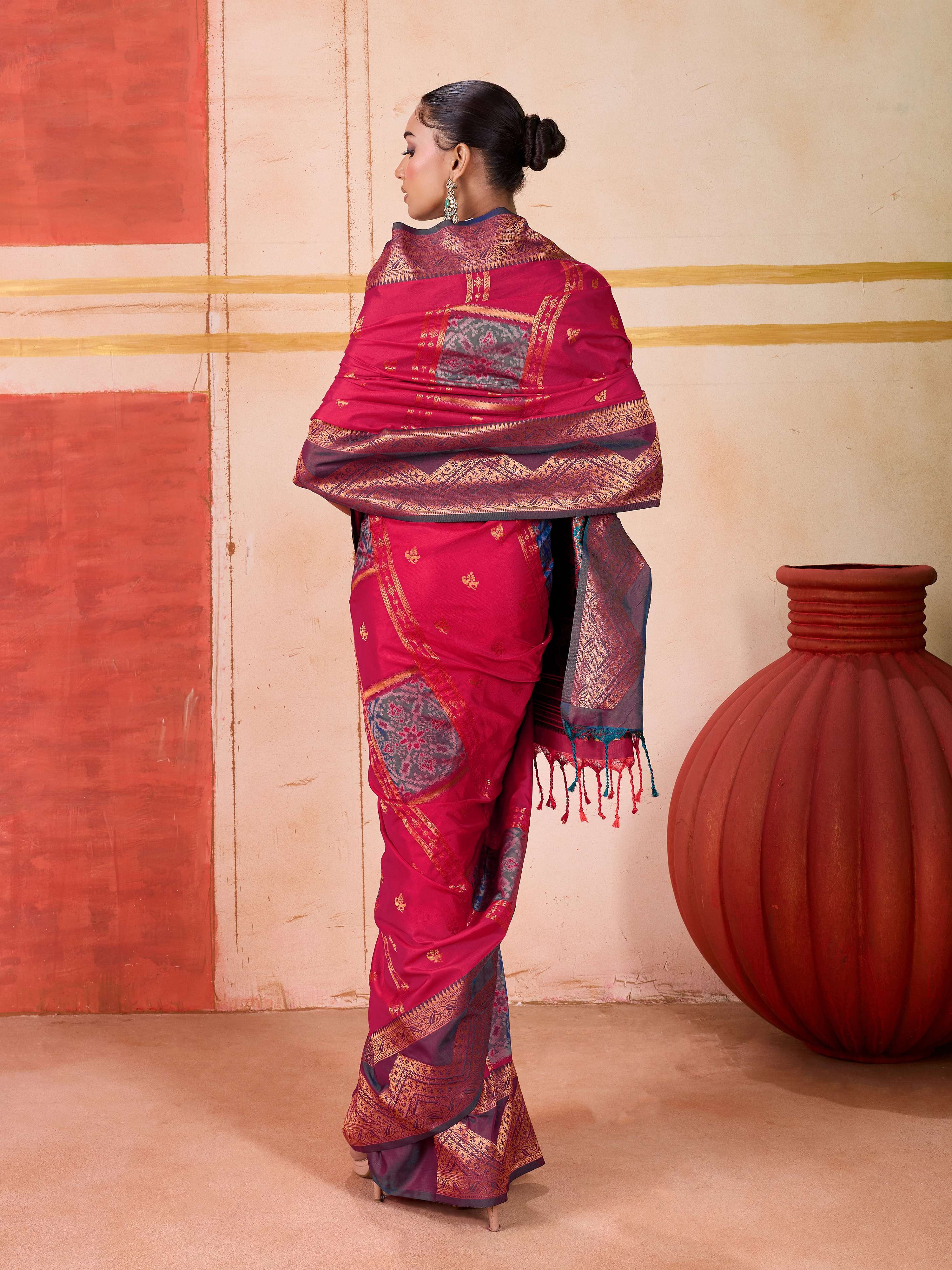 Aastha Fashion Rani Pure Silk Handloom Weaving Saree | Grocsy