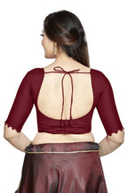 Aastha Fashion Maroon Art Silk Boat Neck Blouse | Grocsy