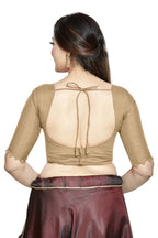 Aastha Fashion Chiku Art Silk Boat Neck Blouse | Grocsy
