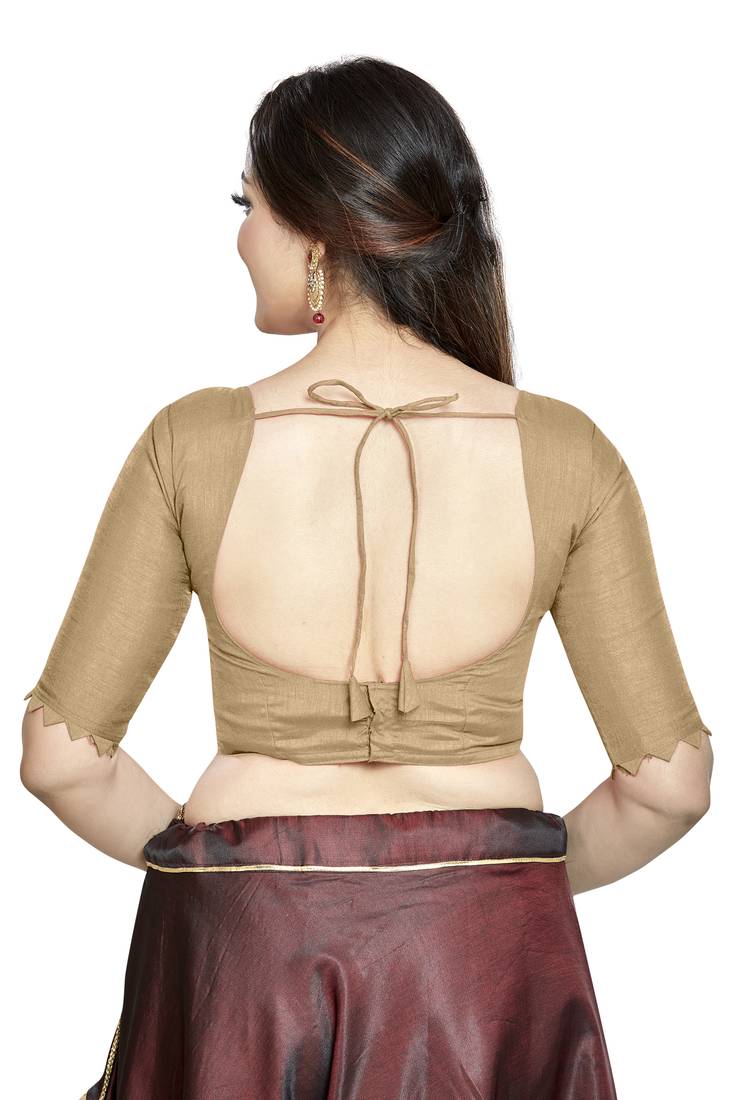 Aastha Fashion Chiku Art Silk Boat Neck Blouse | Grocsy