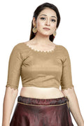 Aastha Fashion Chiku Art Silk Boat Neck Blouse | Grocsy