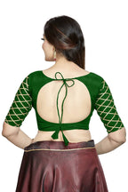Aastha Fashion Green Art Silk Boat Neck Blouse | Grocsy