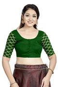 Aastha Fashion Green Art Silk Boat Neck Blouse | Grocsy